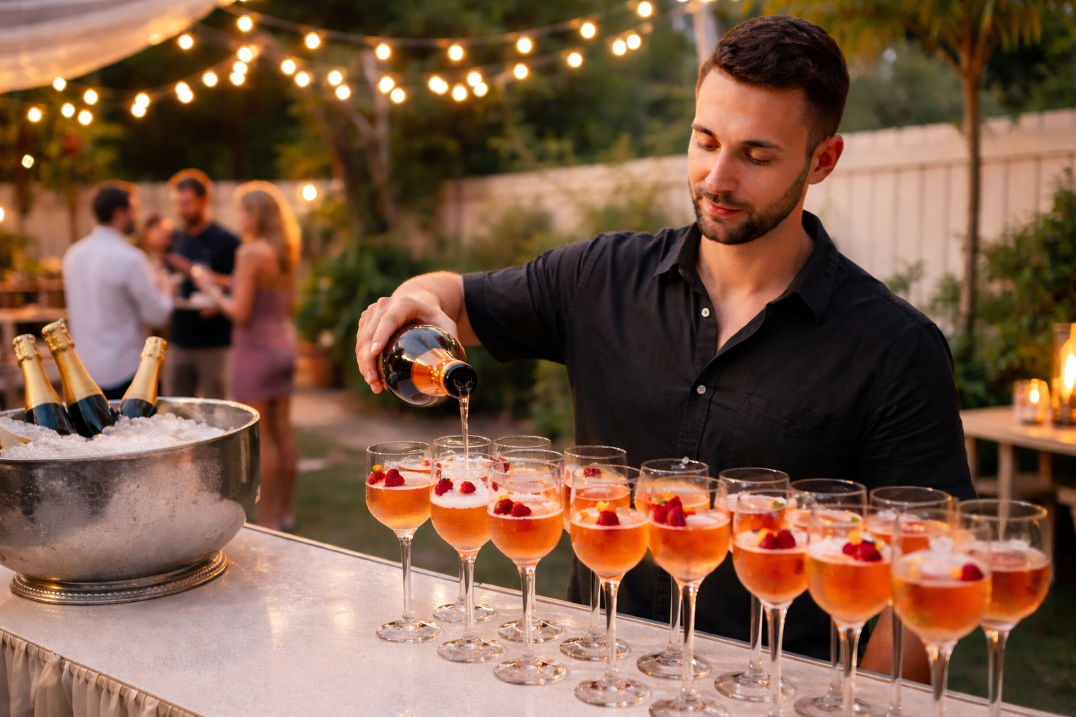 Mobile bartender serving drinks at a private event